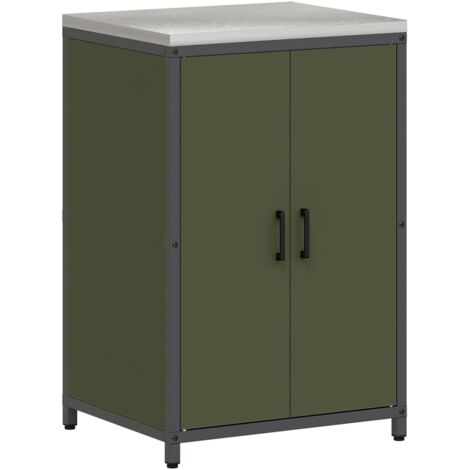 Meuble de rangement de cuisine avec étagère Vert olive Acier CFW43581