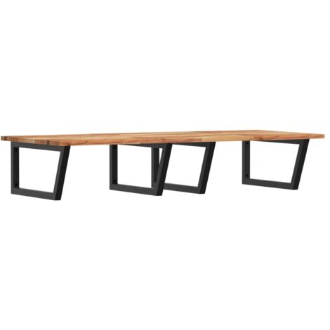 Étagères de rangement，Étagère de vasque murale acier et bois massif d'acacia CFW85701 (1/5)
