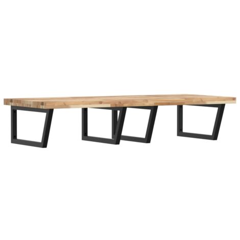 Étagères de rangement，Étagère de vasque murale acier et bois massif d'acacia CFW78998 (1/5)