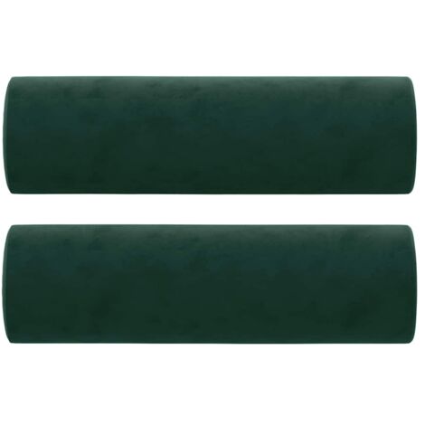 Coussins décoratifs lot de 2 Vert foncé Ø15x50 cm Velours CFW86120 (1/5)