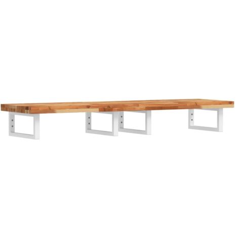 Étagères de rangement，Étagère de vasque murale acier et bois massif d'acacia CFW65520 (1/5)
