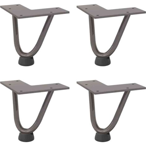 Pied de meuble,Pieds en épingle à cheveux pour table basse 4 pièces Acier naturel 10 cm Acier massif CFW54129 (1/5)