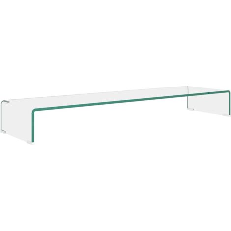 Meuble TV,Banc Tv Moderne,Meuble De Rangement/pour moniteur 110x30x13 cm verre transparent CFW22666 (1/5)