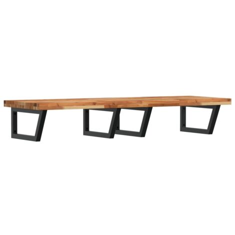 Étagères de rangement,Étagère de vasque murale acier et bois massif d'acacia CFW56702 (1/5)