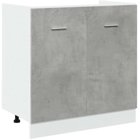 Meuble sous-évier "Lyon" Gris béton 80 x 46 x 81,5 cm Bois d'ingénierie CFW17590