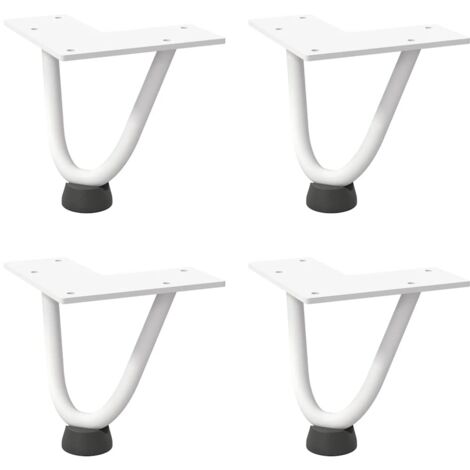 Pied de meuble，Pieds en épingle à cheveux pour table basse 4 pièces Blanc 10 cm Acier massif CFW21791 (1/5)