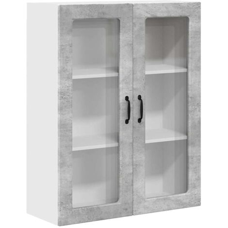 Meuble mural de cuisine，Armoire de cuisine avec porte Gris béton 80 x 31 x 100 cm CFW40395 (1/5)