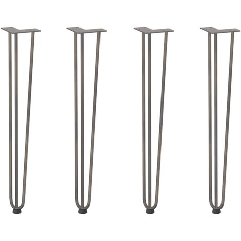 Pied de meuble,Pieds en épingle à cheveux pour consoles, lot de 4, acier naturel, 72 cm, acier massif CFW69980 (1/5)