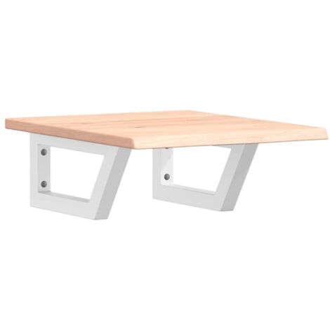 Étagères de rangement,Étagère de vasque murale acier et bois de chêne massif CFW98892 (1/5)