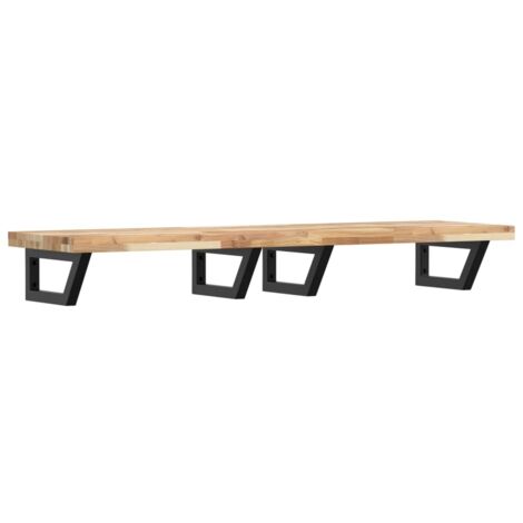 Étagères de rangement，Étagère de vasque murale acier et bois massif d'acacia CFW73810 (1/5)