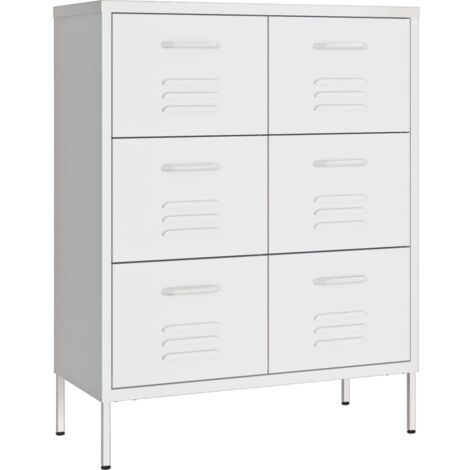 Meubles de Rangement,Armoire à tiroirs Blanc 80x35x101,5 cm Acier CFW594608 (1/5)