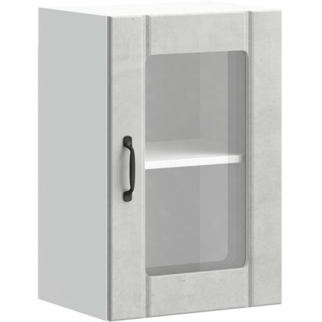 Meubles de Rangement,Armoire murale de cuisine avec porte en verre Lucca gris béton CFW139319 (1/5)