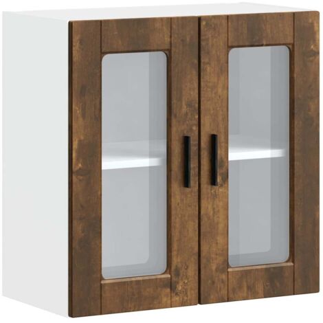 Meubles de Rangement,Armoire murale de cuisine avec porte en verre Porto chêne fumé CFW471382 (1/5)