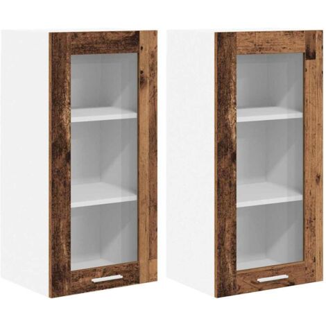 Meubles de Rangement,Armoire suspendue Riga 2 pcs Bois Ancien 40 x 31 x 80 cm CFW673382 (1/5)