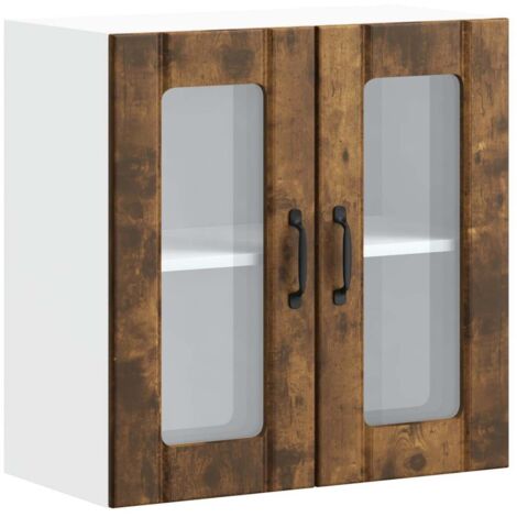 Meubles de Rangement,Armoire murale de cuisine avec porte vitrée "Lucca" Chêne fumé Bois d'ingénierie CFW622605 (1/5)