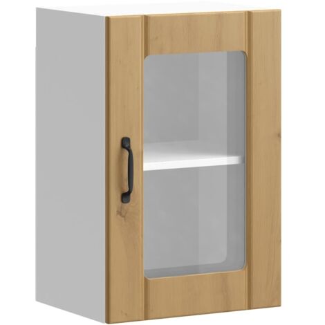 Meubles de Rangement,Armoire murale de cuisine porte en verre Lucca chêne artisanal CFW426547 (1/5)