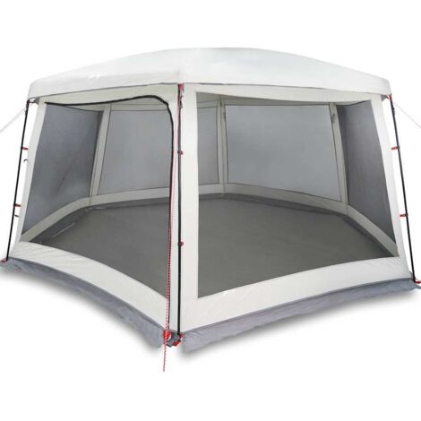 Tente piscine toit amovible parois maille gris 670x590 cm CFW301128