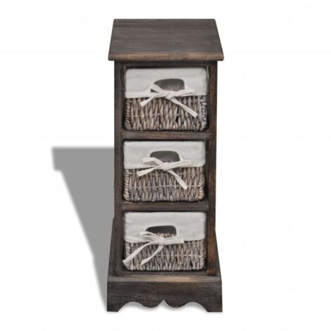Meubles de Rangement,Étagère de rangement Bois Marron 3 paniers en tissage CFW795205 (1/5)