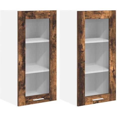 Meubles de Rangement,Armoire suspendue Riga 2 pcs Chêne fumé 40 x 31 x 80 cm CFW376125 (1/5)