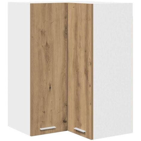 Meubles de Rangement,Armoire suspendue Riga Chêne Artisan et Blanc 57 x 57 x 80 cm CFW128491 (1/5)
