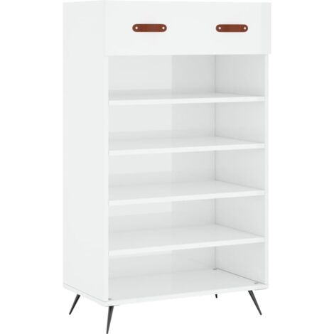 Meubles de Rangement,Armoire à chaussure Blanc brillant 60x35x105 cm Bois ingénierie CFW400845 (1/5)