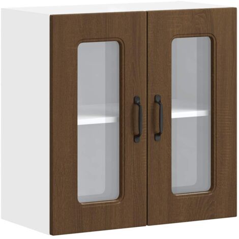 Meubles de Rangement,Armoire murale de cuisine et porte en verre Kalmar chêne marron CFW281488 (1/5)