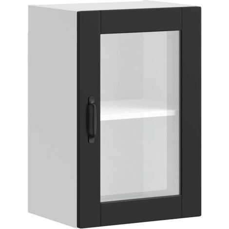 Meubles de Rangement,Armoire murale de cuisine avec porte en verre Porto noir CFW821343 (1/5)