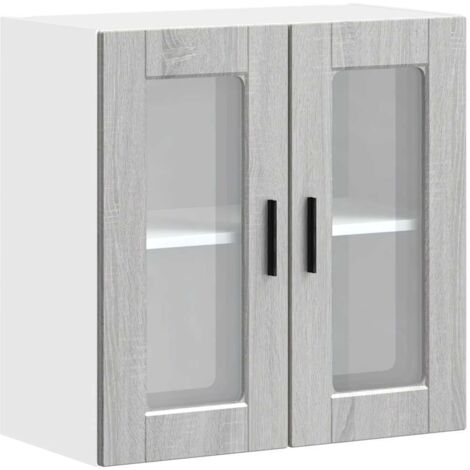 Meubles de Rangement,Armoire murale de cuisine avec porte en verre Porto sonoma gris CFW597567 (1/5)
