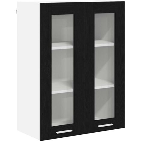 Meubles de Rangement,Armoire suspendue avec stockage Riga Chêne noir 60 x 31 x 80 cm CFW761202 (1/5)