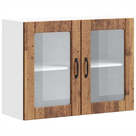 Meubles de Rangement,Armoire murale de cuisine avec porte en verre Lucca vieux bois CFW836173 (1/5)