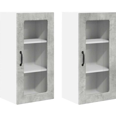 Meubles de Rangement,Armoire de cuisine 2 pcs Gris béton 40 x 31 x 80 cm CFW807569 (1/5)
