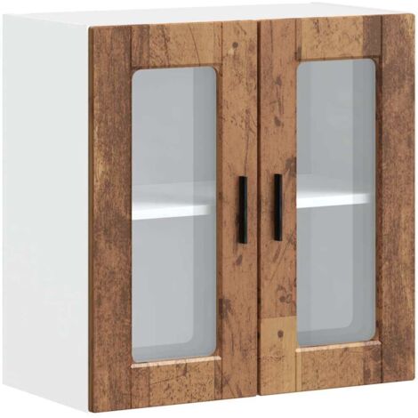 Meubles de Rangement,Armoire murale de cuisine avec porte en verre Porto vieux bois CFW791743 (1/5)