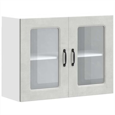 Meubles de Rangement,Armoire murale de cuisine avec porte en verre Kalmar gris béton CFW725324 (1/5)