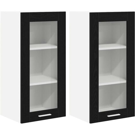 Meubles de Rangement,Armoire suspendue Riga 2 pcs Chêne noir 40 x 31 x 80 cm CFW780371 (1/5)