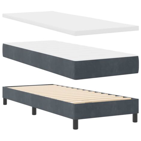 Lit simple,Lit Adulte,Lit à ressorts avec matelas noir 100x200 cm en velours CFW442089 (1/5)