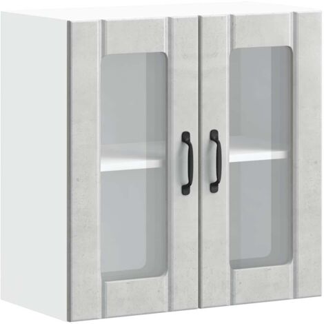 Meubles de Rangement,Armoire murale de cuisine avec porte en verre Lucca gris béton CFW260350 (1/5)