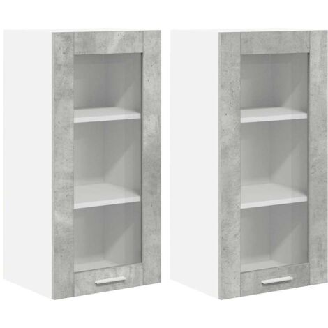 Meubles de Rangement,Armoire suspendue Riga 2 pcs Gris béton 40 x 31 x 80 cm CFW984579 (1/5)