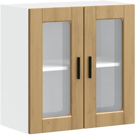 Meubles de Rangement,Armoire murale de cuisine porte en verre Porto chêne artisanal CFW874158 (1/5)