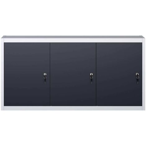 Meubles de Rangement，Armoire à outils murale Style Industriel Métal Gris et noir CFW672416