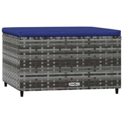 Repose-pied de jardin,Tabouret de jardin avec coussin Gris Résine tressée CFW49066 (1/5)