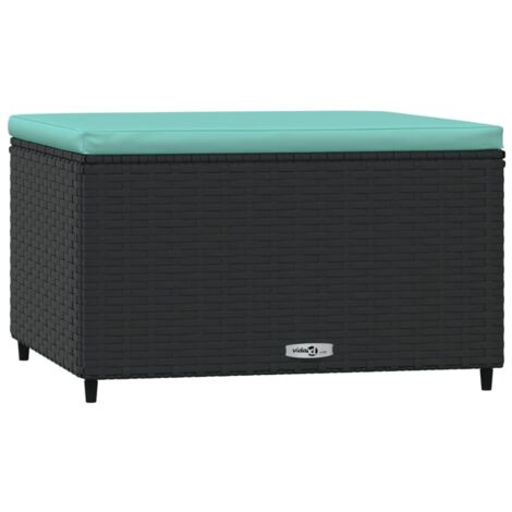 Repose-pied de jardin，Tabouret  de jardin avec coussin noir résine tressée CFW69057