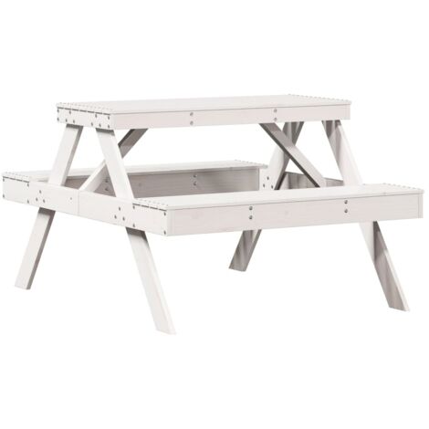 Table de jardin，Table de pique-nique blanc 105x134x75 cm bois massif de pin CFW55061