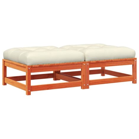 Repose-pieds de jardin, Pouf de jardin,Tabouret avec coussins 2 pcs bois massif pin CFW28553 (1/5)