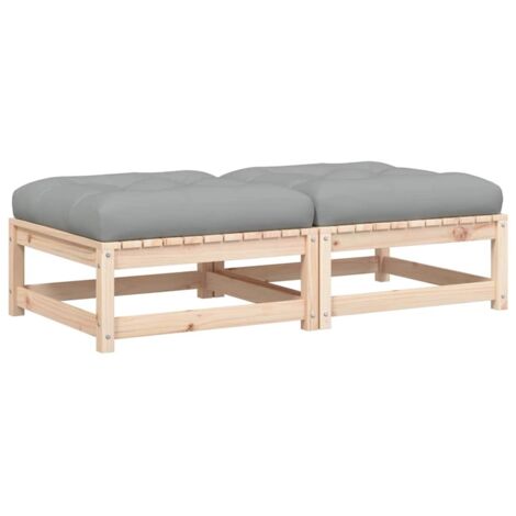 Repose-pieds de jardin, Pouf de jardin,Tabouret avec coussins 2 pcs bois de pin massif CFW33420 (1/5)