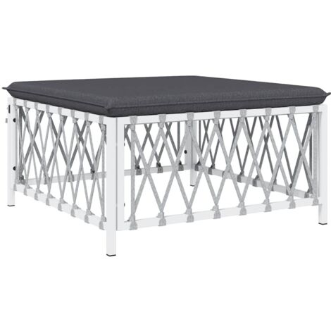 Repose-pied de jardin,Tabouret de jardin avec coussin blanc tissu tissé CFW67584 (1/5)