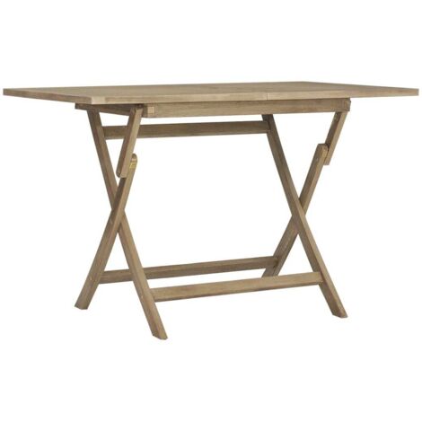 Table de jardin,Table d'extérieur pliante gris 120x70x75 cm bois de teck solide CFW85790 (1/5)