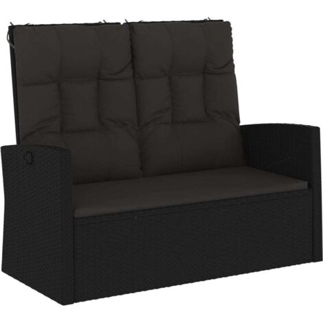 Banc de jardin，Banquette de jardin，Chaise inclinable et coussins noir 118cm résine tressée CFW53219 (1/5)
