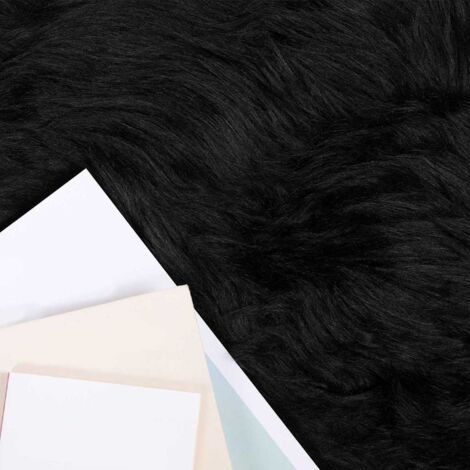 Tapis en Peau de Mouton Synthétique Noir 80 x 250 cm Polyester CFW31413 (1/5)