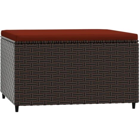 Repose-pied de jardin,Tabouret de jardin avec coussin marron résine tressée CFW55168 (1/5)