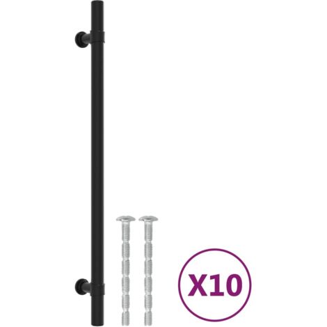 Poignées d'armoire 10 pcs  Poignée de meuble noir 224 mm acier inoxydable CFW10064